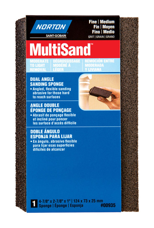 Norton 4.875 in. L X 2.88 in. W X 1 in. 80/120 Grit Fine/Medium Dual Angle Sanding Sponge