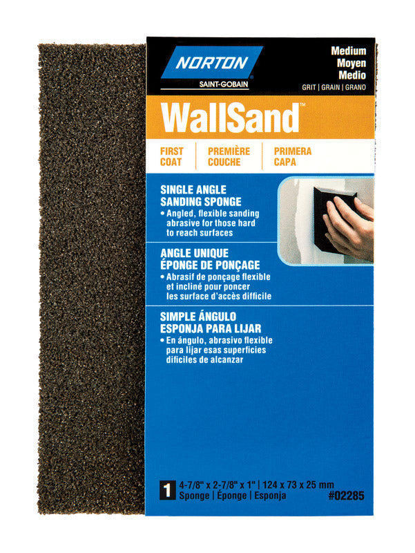 Norton WallSand 4.88 in. L X 2.88 in. W X 1 in. Medium Single Angle Sanding Sponge