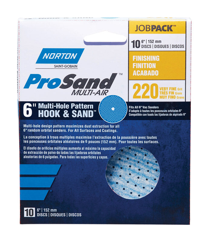 Norton ProSand 6 in. Ceramic Alumina Hook and Loop A975 Sanding Disc 220 Grit Very Fine 10 pk
