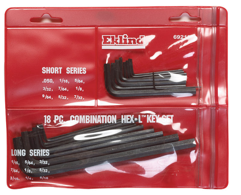 Eklind Assorted SAE Long and Short Arm Hex Key Set 18 pc