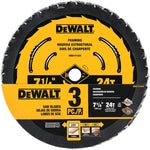 DeWalt 7-1/4 in. D X 5/8 in. Tungsten Carbide Circular Saw Blade 24 teeth 3 pk