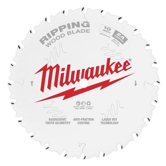 Milwaukee 10 in. D X 5/8 in. Ripping Tungsten Carbide Circular Saw Blade 24 teeth 1 pk