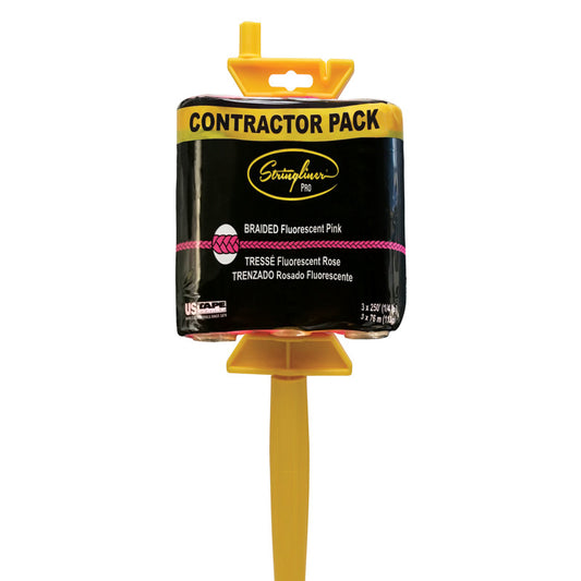 Stringliner PRO Mason's Line and Reel Contractor Pack 250 ft. Fluorescent Pink Fine Braided Line