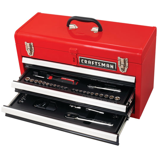 Craftsman 1/4 and 3/8 in. drive Metric/SAE 6 and 12 Point Mechanics Tool Set with Hard Case 104 pc