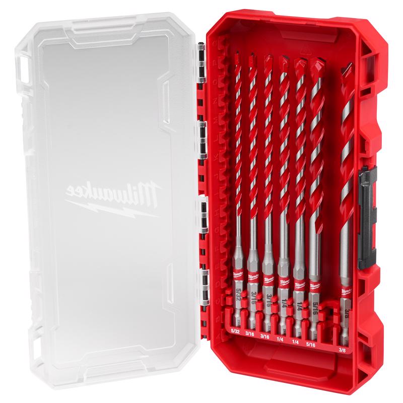 Milwaukee Shockwave 5/32 in. X 6 in. L Carbide Hammer Drill Bit Set Hex Shank 7 pc