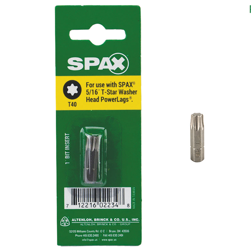 SPAX T-Star Washer T40 X 1 in. L Driver Bit Steel 1 pc