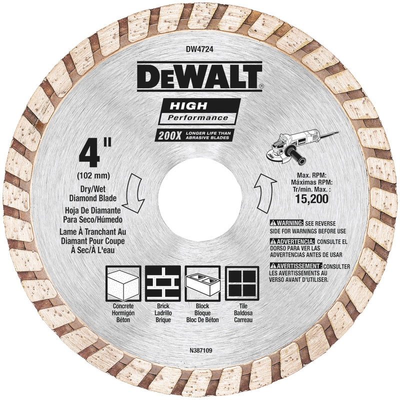 DeWalt High Performance 4 in. D X 20 mm Diamond Masonry Cut-Off Blade 1 pc