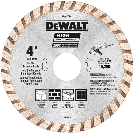 DeWalt High Performance 4 in. D X 20 mm Diamond Masonry Cut-Off Blade 1 pc