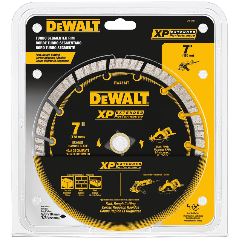 DeWalt XP Extended Performance 7 in. D X 5/8 in. Diamond Turbo Segmented Cut-Off Blade 1 pc
