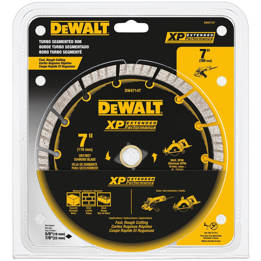 DeWalt XP Extended Performance 7 in. D X 5/8 in. Diamond Turbo Segmented Cut-Off Blade 1 pc