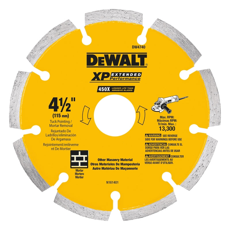 DeWalt XP 4-1/2 in. D X 5/8 in. Diamond Tuck Point Cut-Off Blade 1 pc