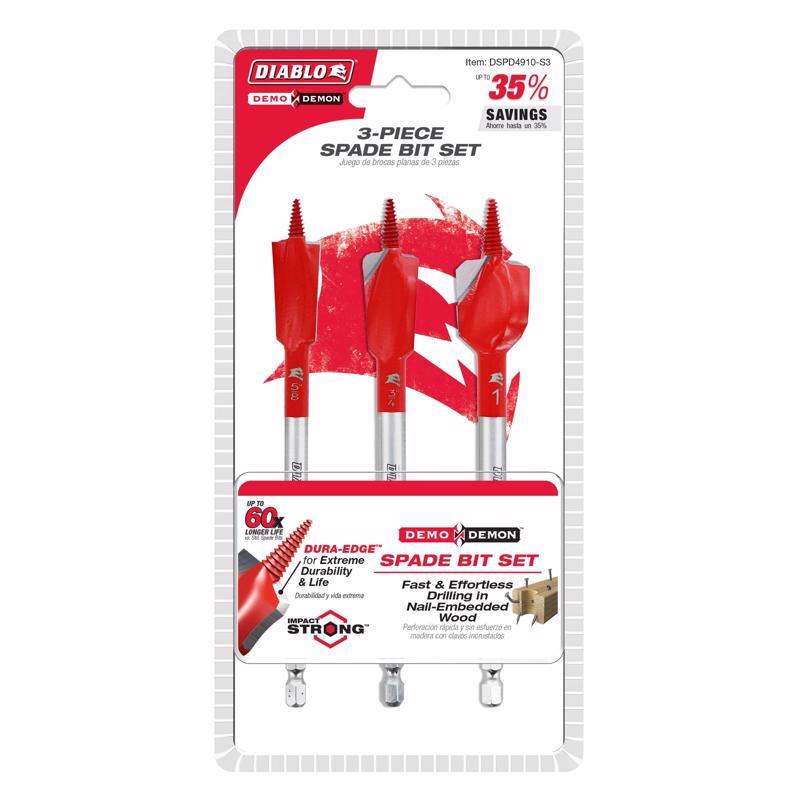 Diablo 6 in. L High Carbon Steel Nail-Embedded Wood Spade Bit Set Hex Shank 3 pc