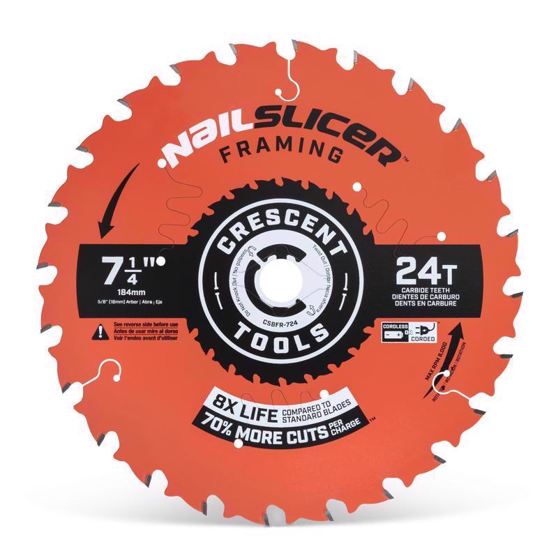 Crescent NailSlicer 7-1/4 in. D X 5/8 in. Framing Carbide Circular Saw Blade 24 teeth 10 pk