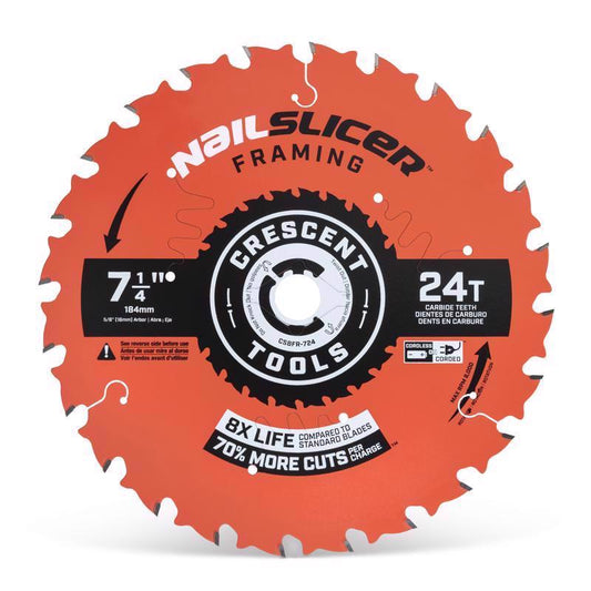 Crescent NailSlicer 7-1/4 in. D X 5/8 in. Framing Carbide Circular Saw Blade 24 teeth 10 pk