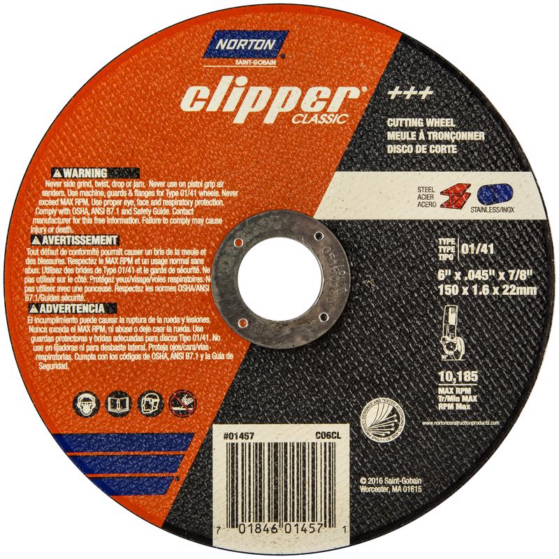 Norton Clipper 6 in. D X 7/8 in. Aluminum Oxide Classic Cut-Off Wheel 1 pk