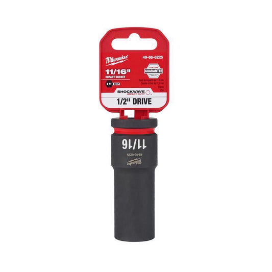 Milwaukee Shockwave 11/16 in. X 1/2 in. drive SAE 6 Point Deep Impact Socket 1 pc