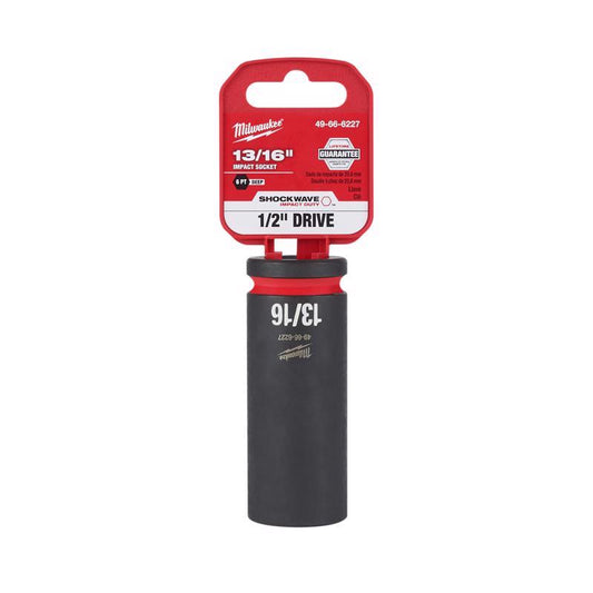 Milwaukee Shockwave 13/16 in. X 1/2 in. drive SAE 6 Point Deep Impact Socket 1 pc