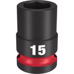 Milwaukee Shockwave 15 mm X 1/2 in. drive Metric/SAE 6 Point Standard Impact Socket 1 pc