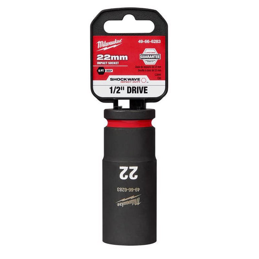 Milwaukee Shockwave 22 mm X 1/2 in. drive Metric/SAE 6 Point Deep Impact Socket 1 pc