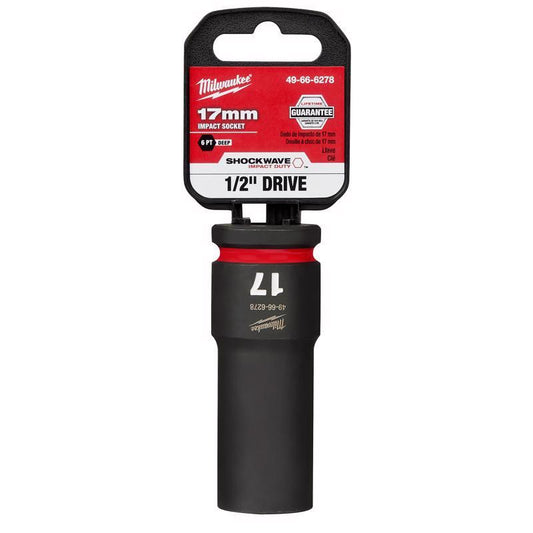 Milwaukee Shockwave 17 mm X 1/2 in. drive Metric/SAE 6 Point Deep Impact Socket 1 pc
