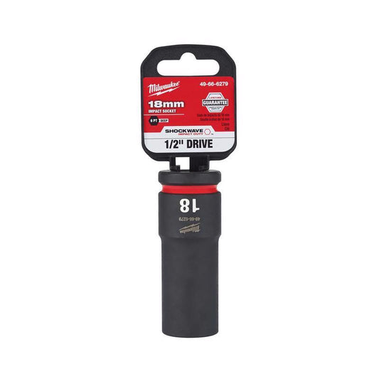 Milwaukee Shockwave 18 mm X 1/2 in. drive Metric/SAE 6 Point Deep Impact Socket 1 pc