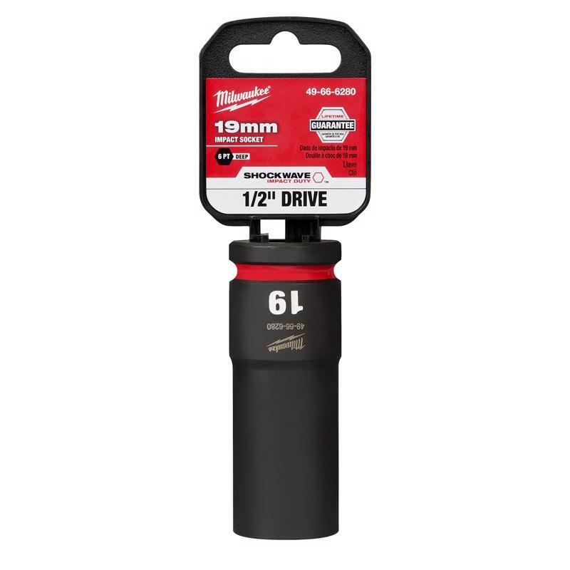 Milwaukee Shockwave 19 mm X 1/2 in. drive Metric/SAE 6 Point Deep Impact Socket 1 pc