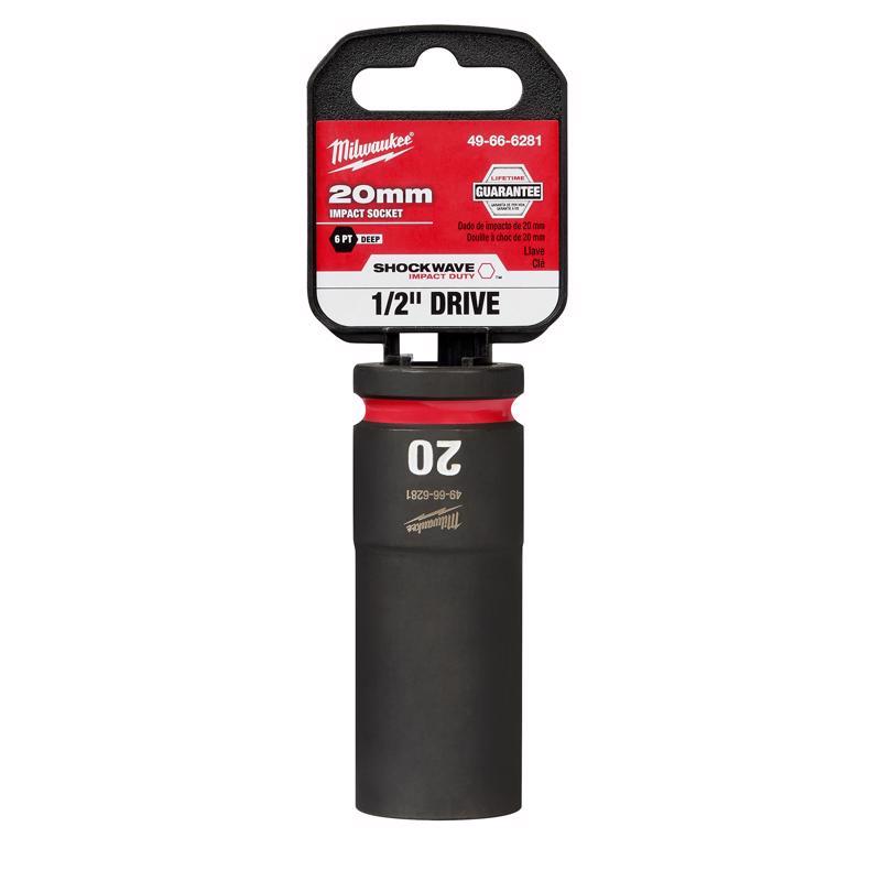 Milwaukee SHOCKWAVE 20 mm X 1/2 in. drive Metric/SAE 6 Point Deep Impact Socket 1 pc