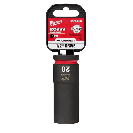 Milwaukee SHOCKWAVE 20 mm X 1/2 in. drive Metric/SAE 6 Point Deep Impact Socket 1 pc
