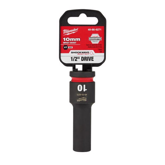 Milwaukee Shockwave 10 mm X 1/2 in. drive Metric 6 Point Deep Impact Socket 1 pc
