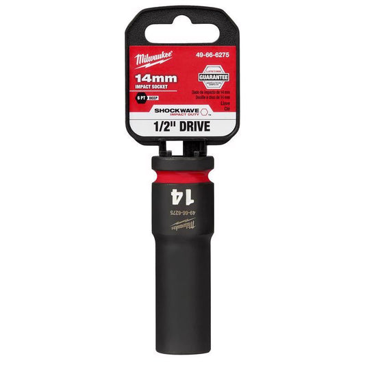Milwaukee SHOCKWAVE 14 mm X 1/2 in. drive Metric 6 Point Deep Impact Socket 1 pc