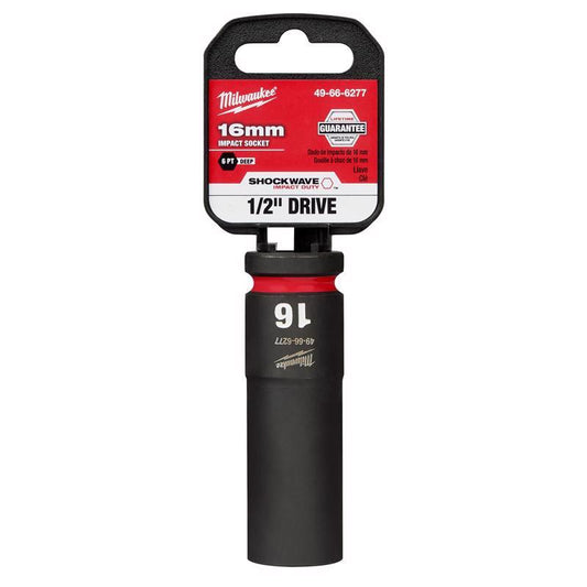 Milwaukee SHOCKWAVE 16 mm X 1/2 in. drive Metric 6 Point Deep Impact Socket 1 pc