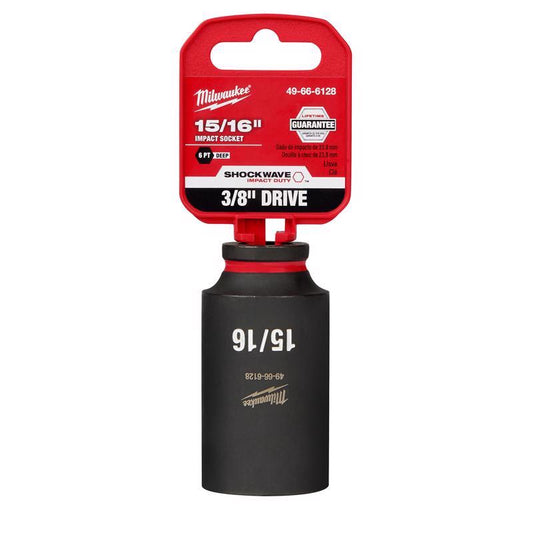 Milwaukee Shockwave 15/16 in. X 3/8 in. drive SAE 6 Point Deep Impact Socket 1 pc