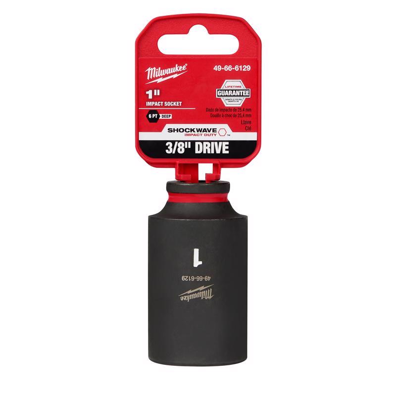 Milwaukee SHOCKWAVE 1 in. X 3/8 in. drive SAE 6 Point Deep Impact Socket 1 pc