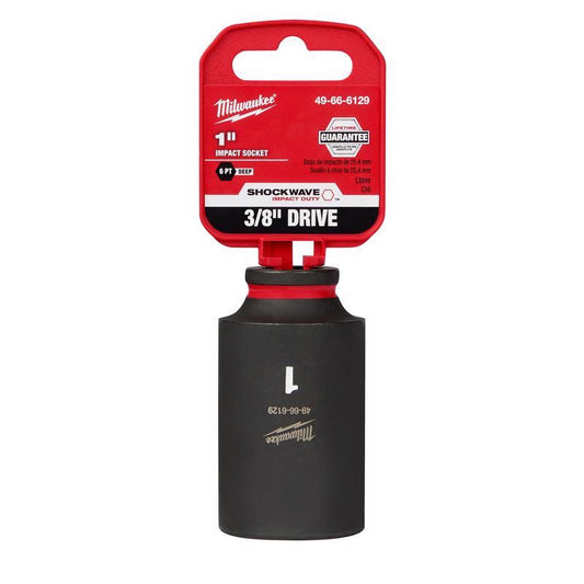 Milwaukee SHOCKWAVE 1 in. X 3/8 in. drive SAE 6 Point Deep Impact Socket 1 pc