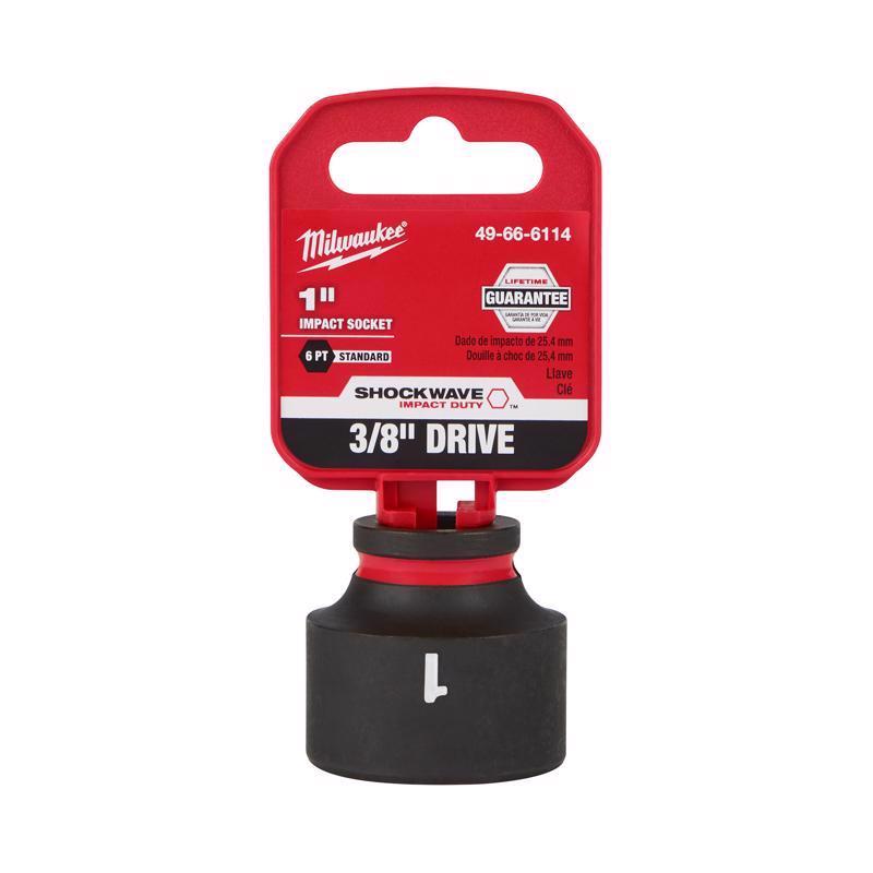 Milwaukee Shockwave 1 in. X 3/8 in. drive SAE 6 Point Standard Impact Socket 1 pc