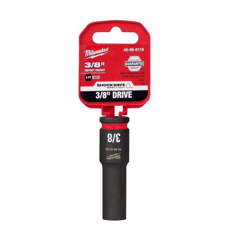 Milwaukee Shockwave 3/8 in. X 3/8 in. drive SAE 6 Point Deep Impact Socket 1 pc
