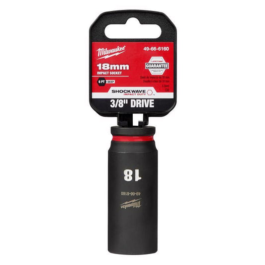 Milwaukee Shockwave 18 mm drive X 3/8 in. drive Metric 6 Point Deep Impact Socket 1 pc