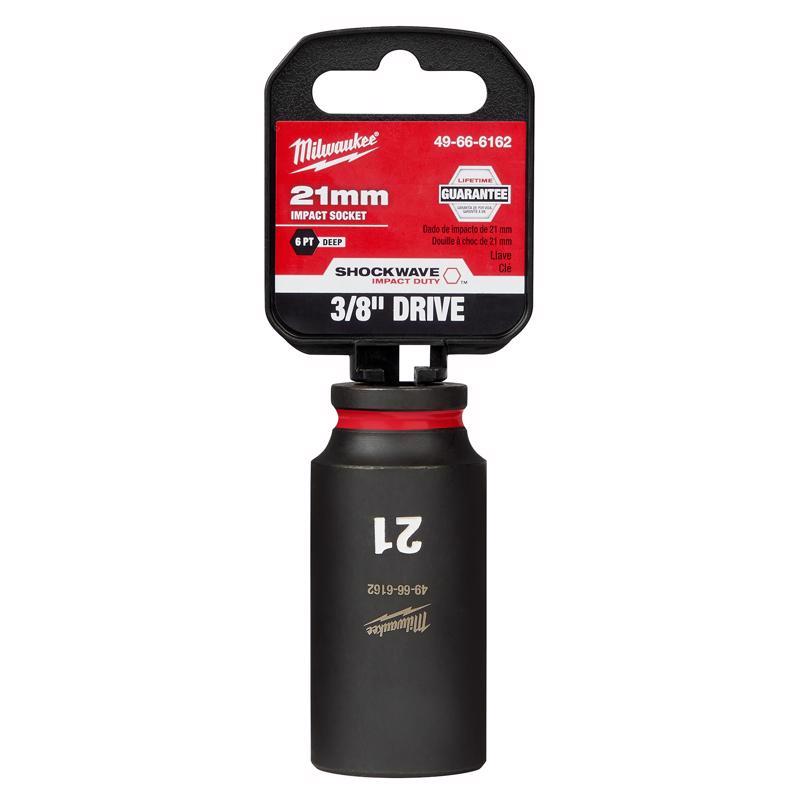 Milwaukee Shockwave 21 mm X 3/8 in. drive Metric 6 Point Deep Impact Socket 1 pc