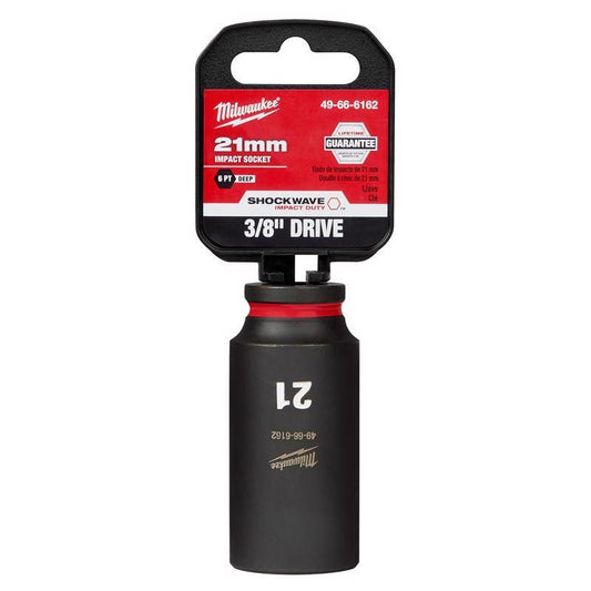 Milwaukee Shockwave 21 mm X 3/8 in. drive Metric 6 Point Deep Impact Socket 1 pc