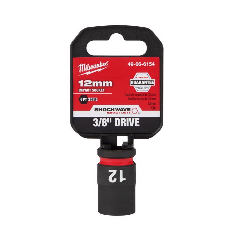 Milwaukee Shockwave 12 mm X 3/8 in. drive Metric 6 Point Deep Impact Socket 1 pc