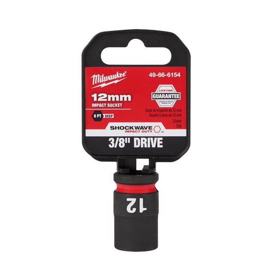 Milwaukee Shockwave 12 mm X 3/8 in. drive Metric 6 Point Deep Impact Socket 1 pc