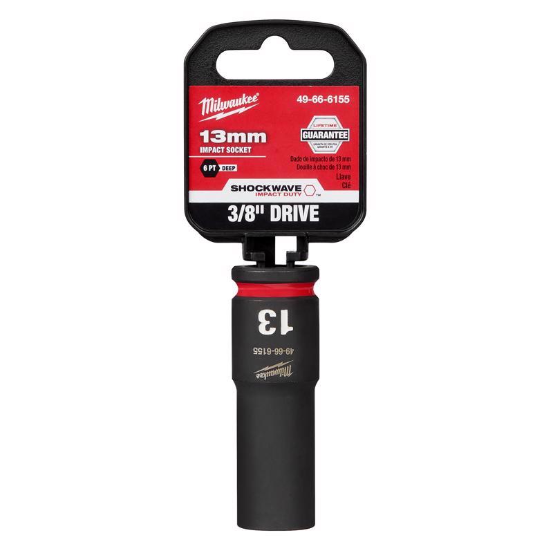 Milwaukee Shockwave 13 mm X 3/8 in. drive Metric 6 Point Deep Impact Socket 1 pc