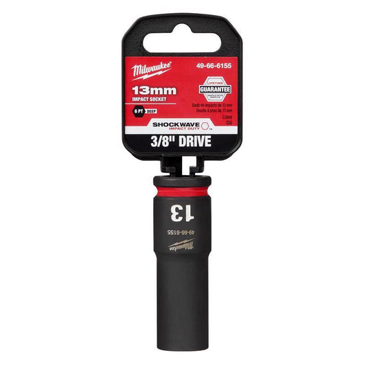 Milwaukee Shockwave 13 mm X 3/8 in. drive Metric 6 Point Deep Impact Socket 1 pc