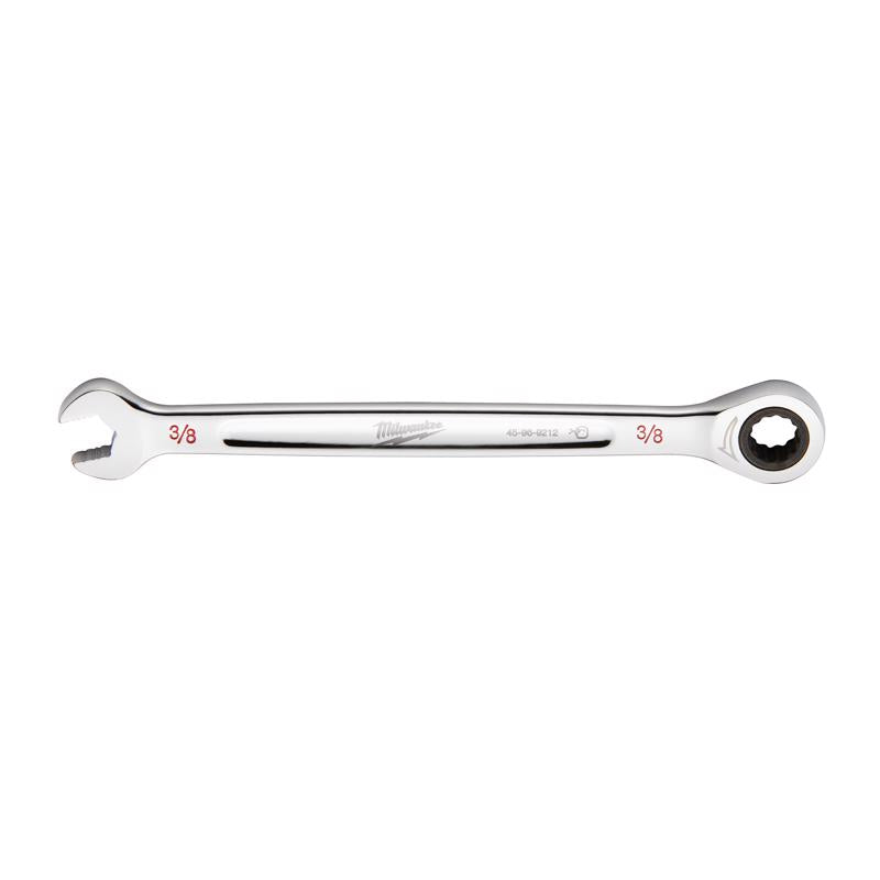 Milwaukee 3/8 in. X 3/8 in. 12 Point SAE Ratcheting Combination Wrench 6.5 in. L 1 pc