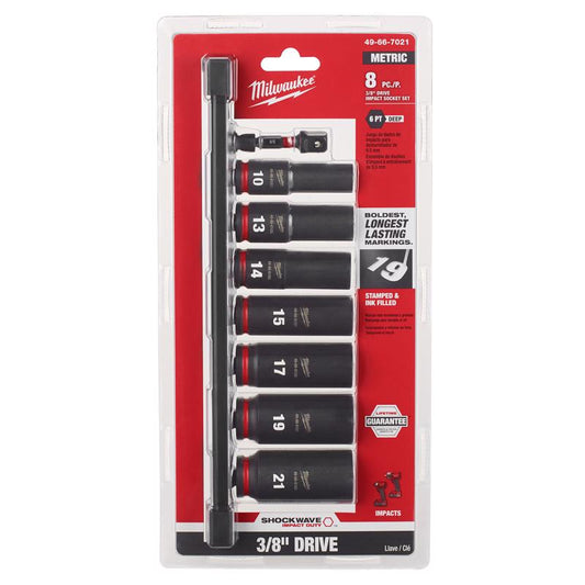 Milwaukee 3/8 in. drive Metric 6 Point Impact Rated Socket Set 8 pc
