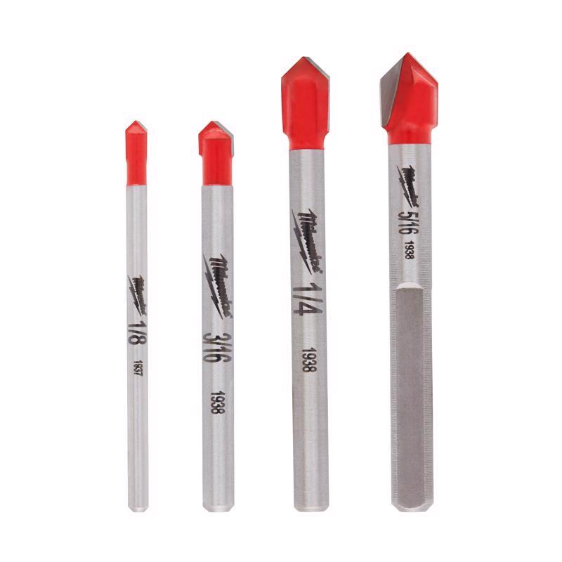 Milwaukee 5.25 in. L Carbide Tipped Glass and Tile Bit Set 3-Flat Shank 4 pk
