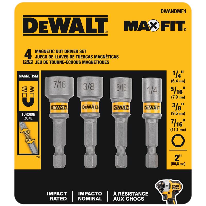DeWalt Maxfit 2 in. L Steel Nut Setter Nut Driver Set 4 pc