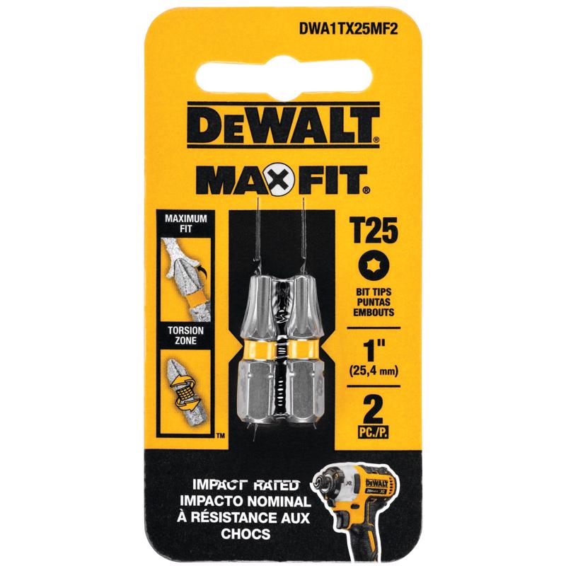 DeWalt Max Fit Torx T25 X 1 in. L Screwdriver Bit Set Steel 2 pk
