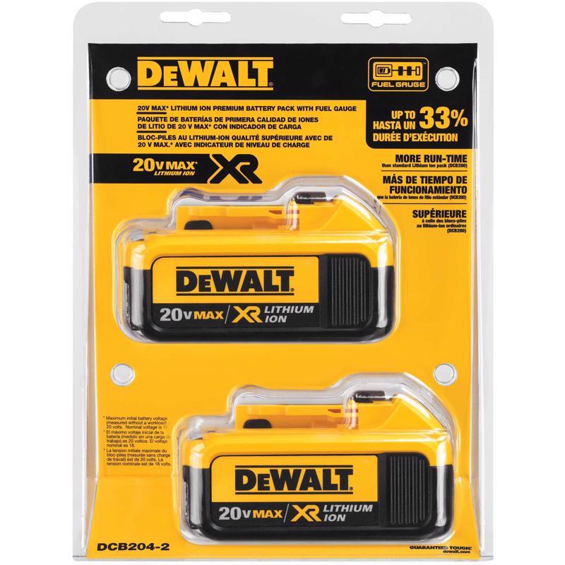 DeWalt 20V MAX  DCB204-2 4 Ah Lithium-Ion Battery Combo Pack 2 pc