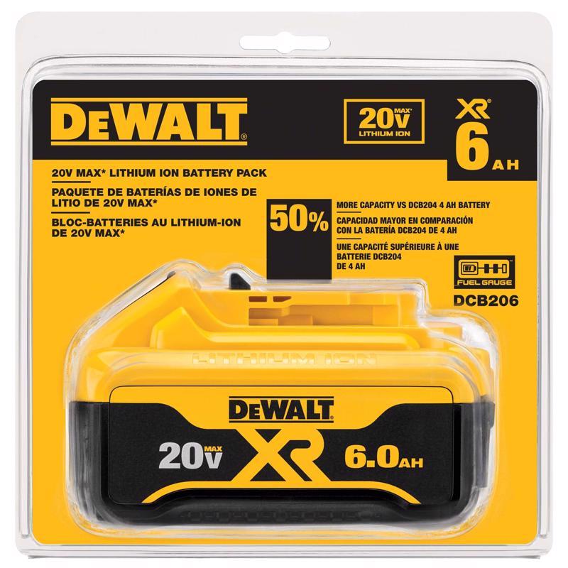 DeWalt 20V MAX  DCB206 6 Ah Lithium-Ion Battery Pack 1 pc